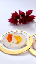 Load image into Gallery viewer, Orange Flower Petal Hoop Earrings