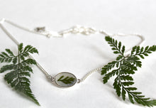 Load image into Gallery viewer, Silver Plated Oval Fern Necklace