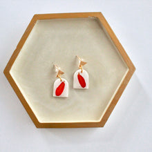 Load image into Gallery viewer, Orange Flower Petal Dangle Earrings