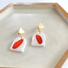 Load image into Gallery viewer, Orange Flower Petal Dangle Earrings