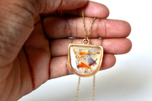 Load image into Gallery viewer, Confetti Half Oval Gold Pendant Necklace