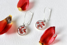 Load image into Gallery viewer, Silver Circle Earrings With Pink Flowers