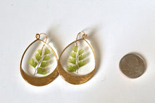 Load image into Gallery viewer, Large Teardrop Fern Earrings