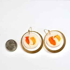 Orange Flower Petal Hoop Earrings