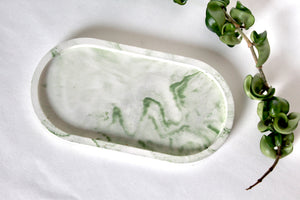 Green Marbled Concrete Trinket Tray and Dish