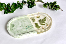 Load image into Gallery viewer, Botanical Resin and Concrete Trinket Tray with Attached Cup
