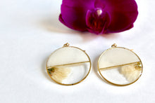 Load image into Gallery viewer, Split Circle with White Petals Earrings
