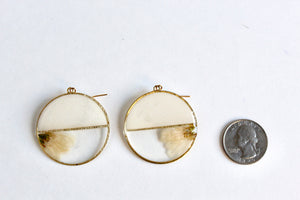 Split Circle with White Petals Earrings