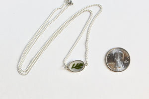 Silver Plated Oval Fern Necklace