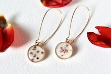 Load image into Gallery viewer, Gold Pink Bud Circle Earrings
