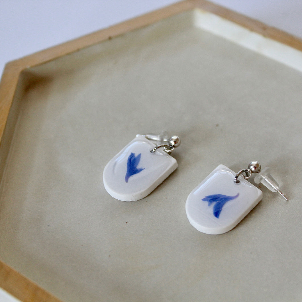 Blue Floral Dangle Earrings